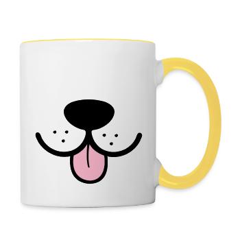 Chien drôle chiens museau chien museau langue - Mug contrasté - blanc/jaune - Droite