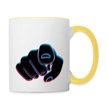 3D effect hand - Contrasting Mug - white/yellow - Right