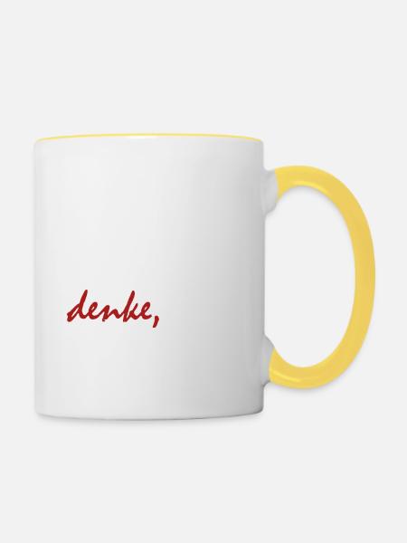 Woher soll ich wissen, was ich denke? - Tasse zweifarbig - Weiß/Gelb