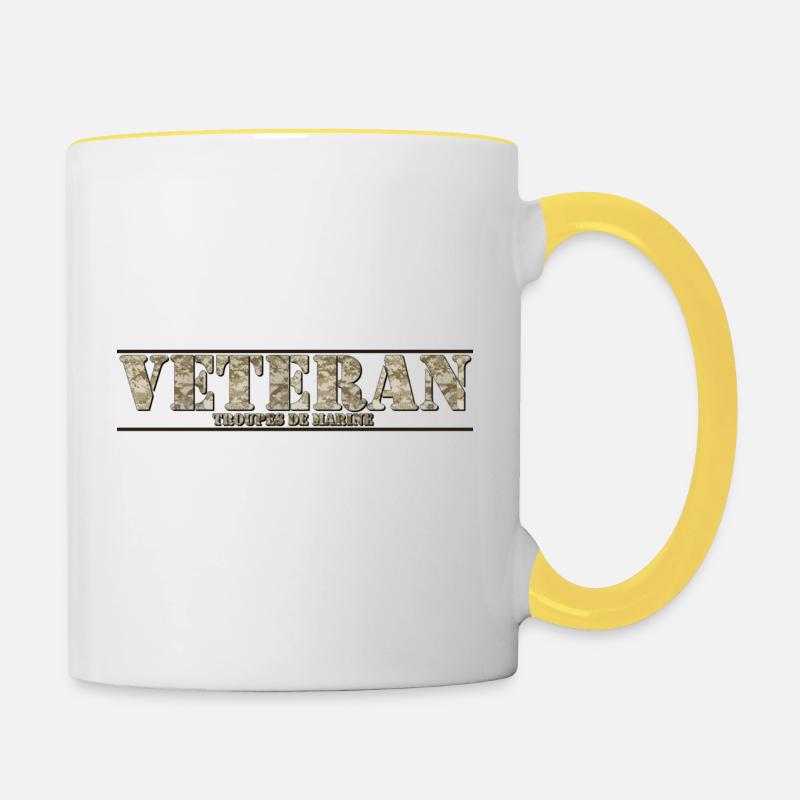 Veterans troupes de marine - Mug contrasté - blanc/jaune