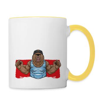 Pologne Drapeau Polska Polski ours polonais - Mug contrasté - blanc/jaune - Droite