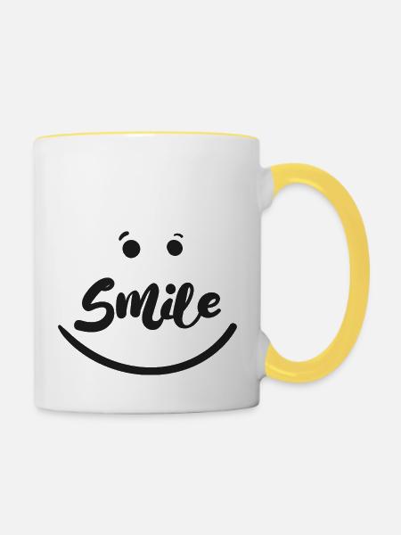 Smile - Tasse zweifarbig - Weiß/Gelb