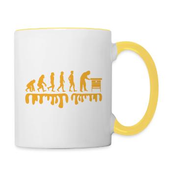 Honig Biene Imker Geschenk - Tasse zweifarbig - Weiß/Gelb - Rechts