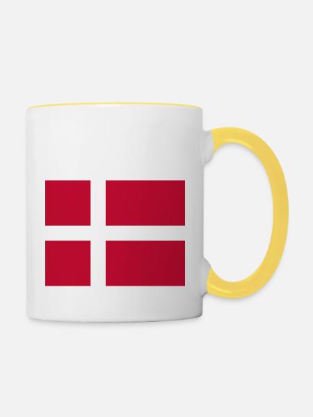 Flagge von Dänemark - Tasse zweifarbig - Weiß/Gelb