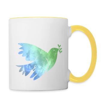Peace Dove Peace Peace World Peace Love - Contrasting Mug - white/yellow - Right