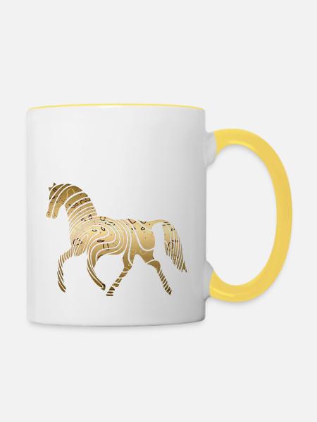 Pferd - Tasse zweifarbig - Weiß/Gelb