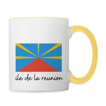 Flaggen der Insel La Réunion - Tasse zweifarbig - Weiß/Gelb - Rechts