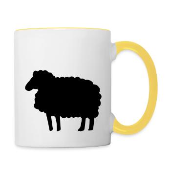 Farbe anpassbar Lustiges Schaf Silhouette Geschenk - Contrasting Mug - white/yellow - Right