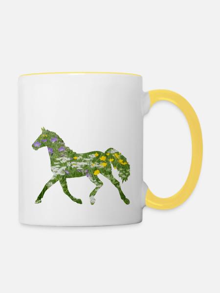 Pferd - Tasse zweifarbig - Weiß/Gelb