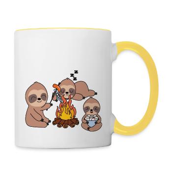 Campfire Sloth - Contrasting Mug - white/yellow - Right