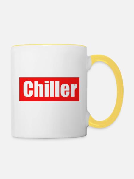 chiller weiß - Tasse zweifarbig - Weiß/Gelb