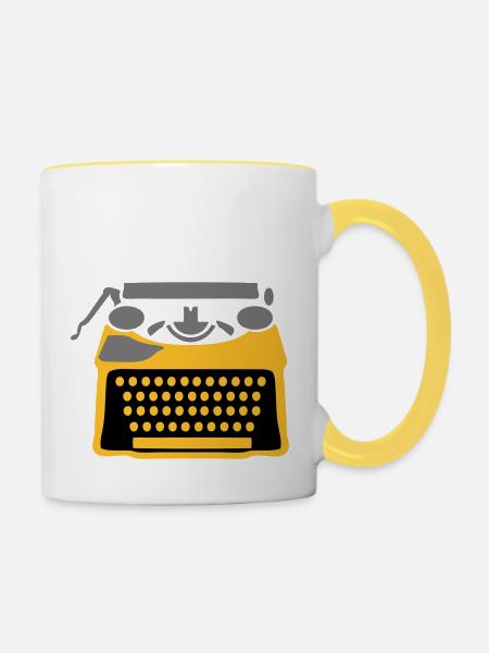 Maschine schreiben - Tasse zweifarbig - Weiß/Gelb