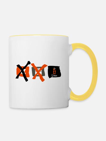 Linux die Wahl - Tasse zweifarbig - Weiß/Gelb