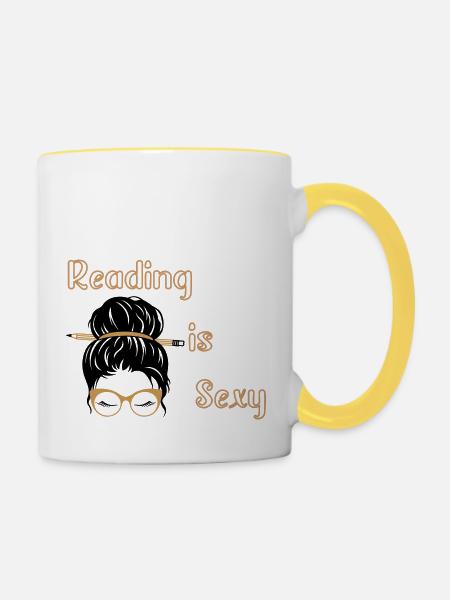 reading is sexy - Tasse zweifarbig - Weiß/Gelb