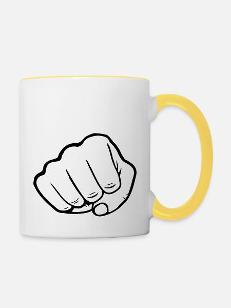 Faust schlagen Angriff - Tasse zweifarbig - Weiß/Gelb