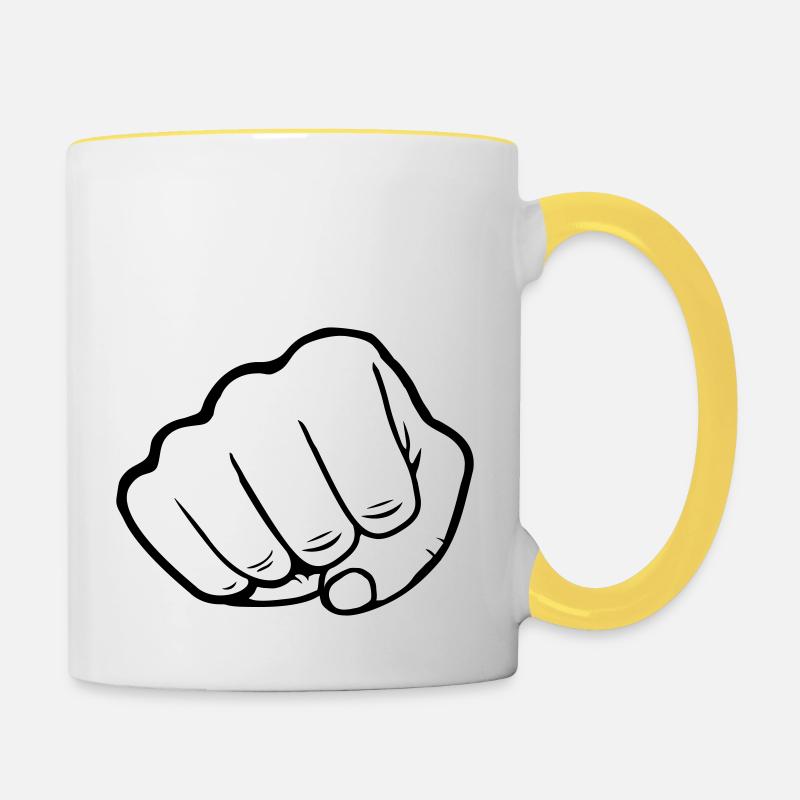 Faust schlagen Angriff - Tasse zweifarbig - Weiß/Gelb