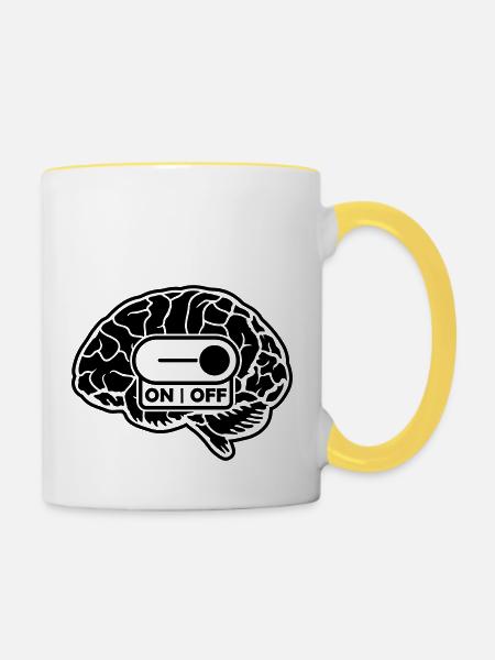 Sur le cerveau - Mug contrasté - blanc/jaune