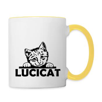 Chat Katze - Mug contrasté - blanc/jaune - Droite