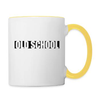 Texte Old School - Mug contrasté - blanc/jaune - Droite