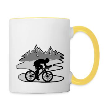 Bicycle Rider Mountains - Contrasting Mug - white/yellow - Right