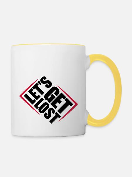 Lets Get Lost - Tasse zweifarbig - Weiß/Gelb