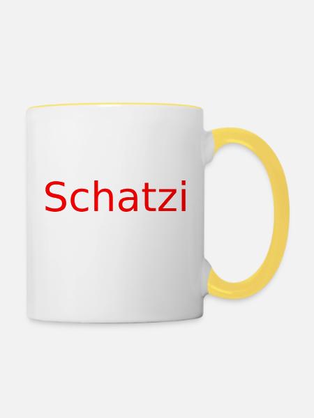 Schatzi ror - Tasse zweifarbig - Weiß/Gelb