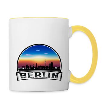 Berlin Berlin Skyline Retro Sun lettering - Contrasting Mug - white/yellow - Right