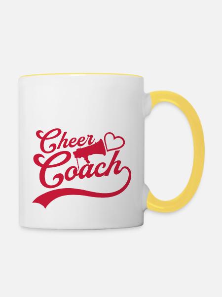 Liebe Cheer Coach Megafon - Tasse zweifarbig - Weiß/Gelb