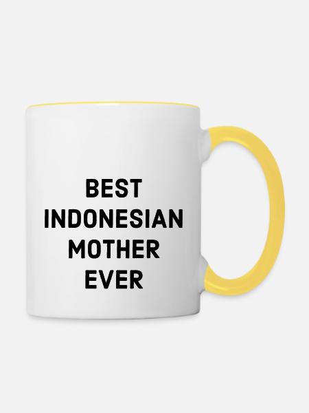 Beste Indonesische Mutter - Tasse zweifarbig - Weiß/Gelb