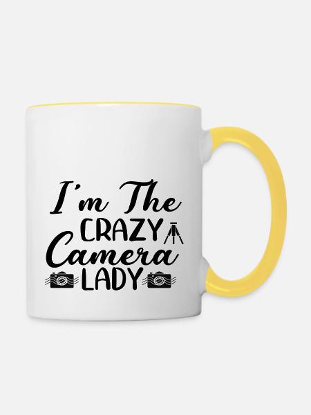 I´m The Crazy Camera Lady - Tasse zweifarbig - Weiß/Gelb