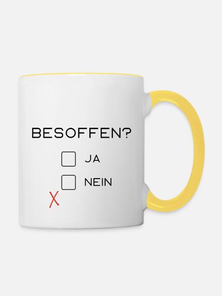 Besoffen? - Tasse zweifarbig - Weiß/Gelb