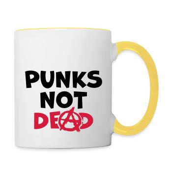 Quote punks not dead - Contrasting Mug - white/yellow - Right