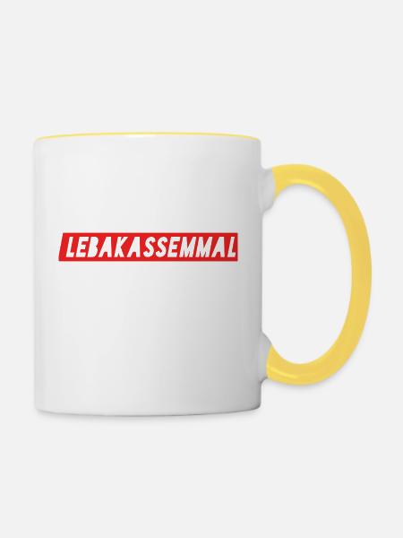 Leberkassemmel - Bayerisch - Tasse zweifarbig - Weiß/Gelb