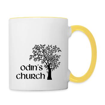 Church of Odin - nordic gods - Contrasting Mug - white/yellow - Right