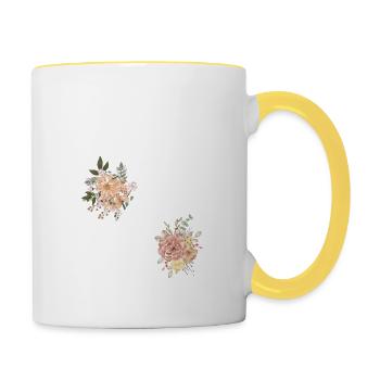 32e anniversaire fleuris (Cadeau de 32 ans) - Mug contrasté - blanc/jaune - Droite