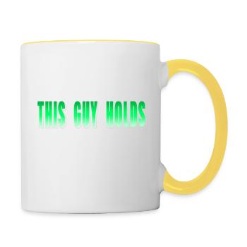 Ce gars tient un drôle de t-shirt Bear Cycle Trader - Mug contrasté - blanc/jaune - Droite