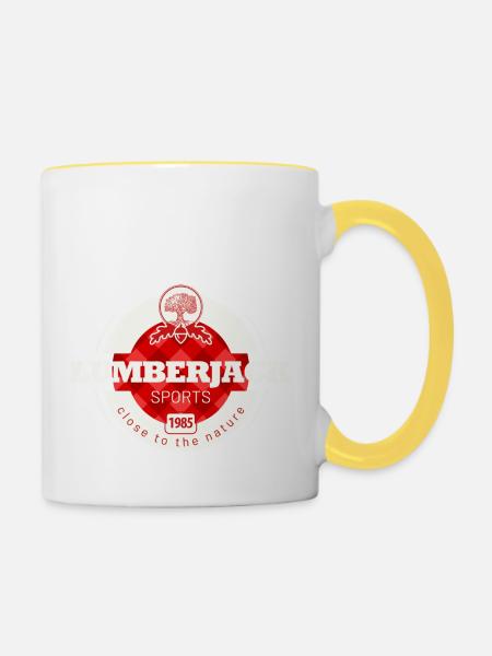 lumberjack sports karomuster - Tasse zweifarbig - Weiß/Gelb