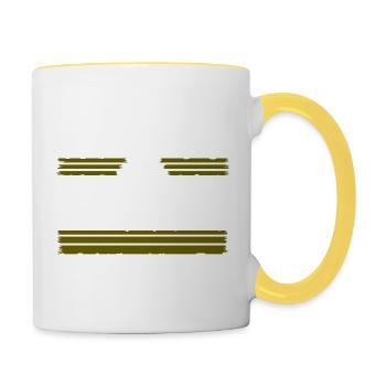 anti guerre dictons drôle hippie signe de paix anniversaire - Mug contrasté - blanc/jaune - Droite