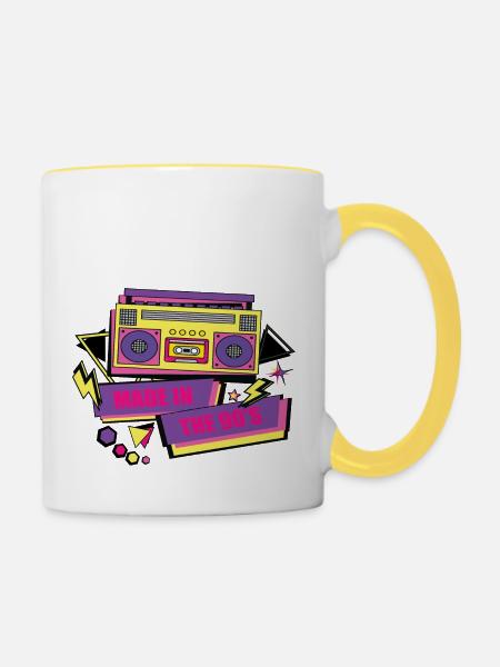 1990iger Sprüche 90s Geschenksidee - Tasse zweifarbig - Weiß/Gelb