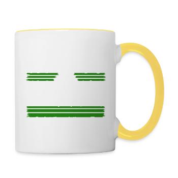 dove of peace funny peace sign geek 1960s - Tasse zweifarbig - Weiß/Gelb - Rechts