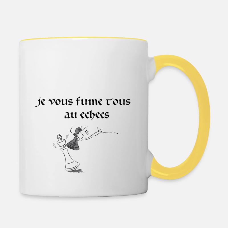 echecs - Mug contrasté - blanc/jaune