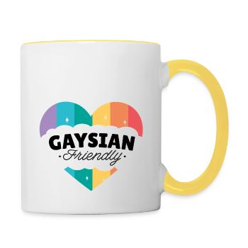 gay lesbian LGBTQ pride gaysian i gift - Contrasting Mug - white/yellow - Right