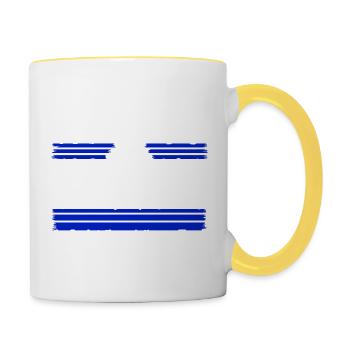 funky drôle dictons anniversaire drôle signe de paix - Mug contrasté - blanc/jaune - Droite