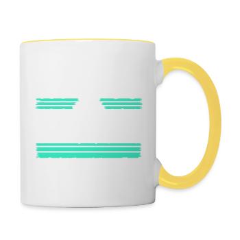fun paix symbole signe de paix famille drôle anniversaire - Mug contrasté - blanc/jaune - Droite