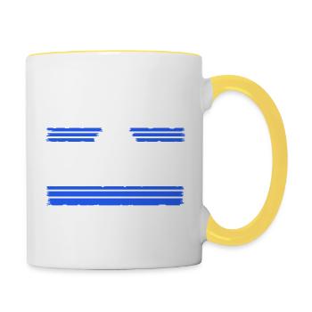 gift happy fun sayings cool disarmament heart - Contrasting Mug - white/yellow - Right