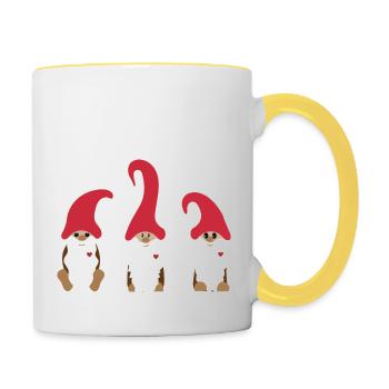 Weihnachtszwerge - Tasse zweifarbig - Weiß/Gelb - Rechts