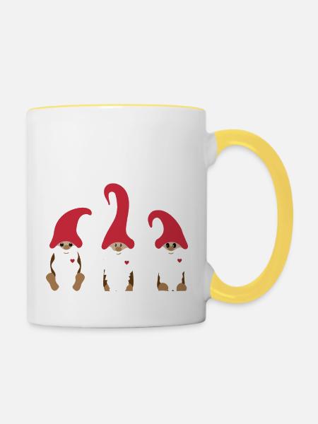 Christmas gnomes - Contrasting Mug - white/yellow