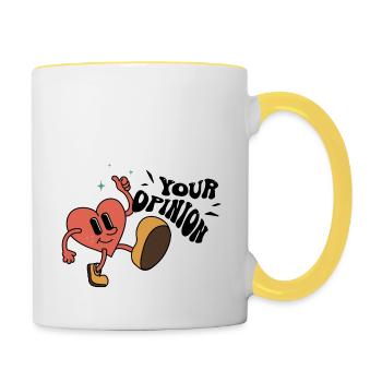 Heart Your Opinion - Tasse zweifarbig - Weiß/Gelb - Rechts