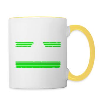 Present love peace sign counterculture fun green - Contrasting Mug - white/yellow - Right