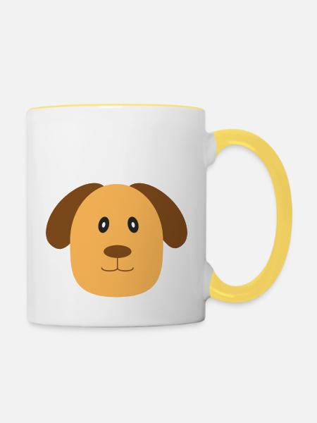 Glücklicher Hund - Tasse zweifarbig - Weiß/Gelb